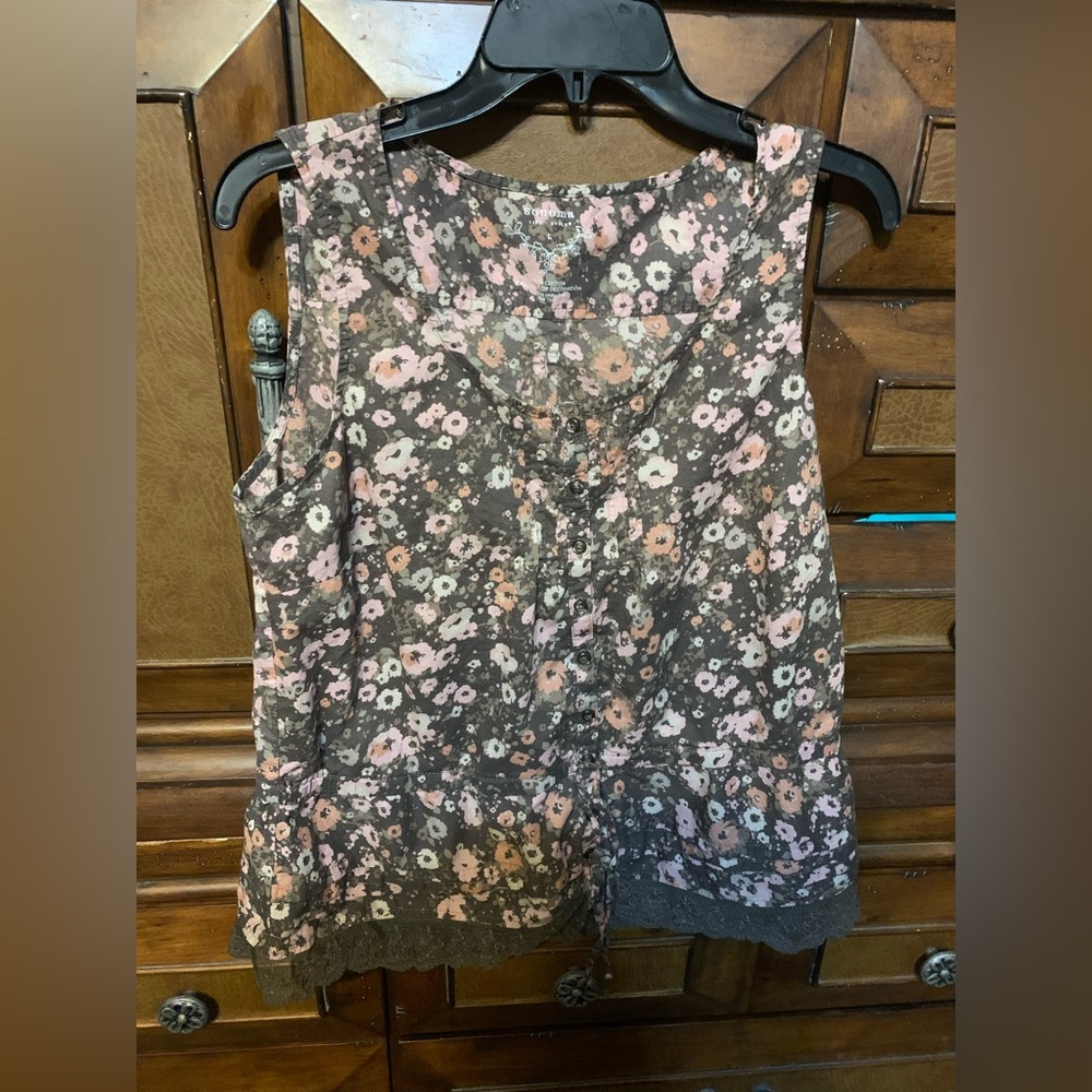 Women's Sonoma Sleeveless Floral Cotton Top Blouse  Size Large